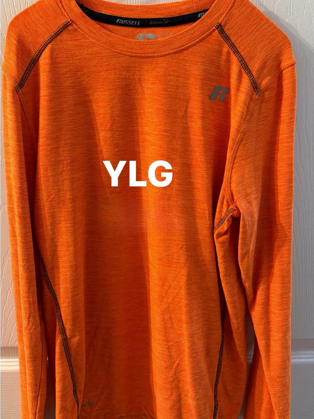 Russell Athletic Orange Long-Sleeve Crewneck Tee - Youth Large